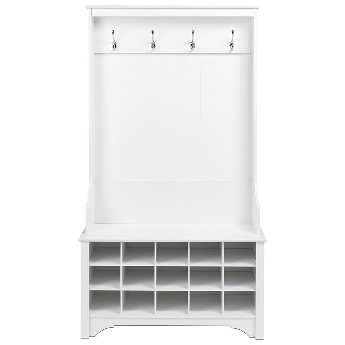 Charlton Home® Flatiron Hall Tree 38'' Wide with Bench and Shoe Storage